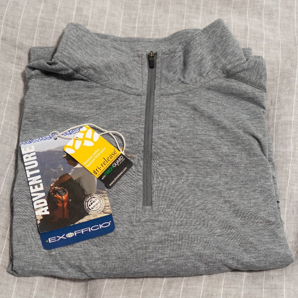 Gray ExOfficio 1/4 zip dri-release longsleeve, XL